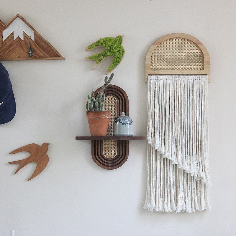 Rattan Wall Shelf In A Vintage Style For Decorative Accents