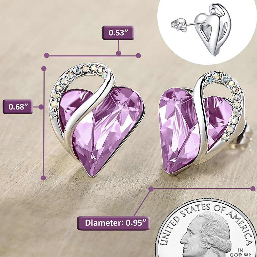 Ocean Heart Minimalist Earrings With Birthstone Accents