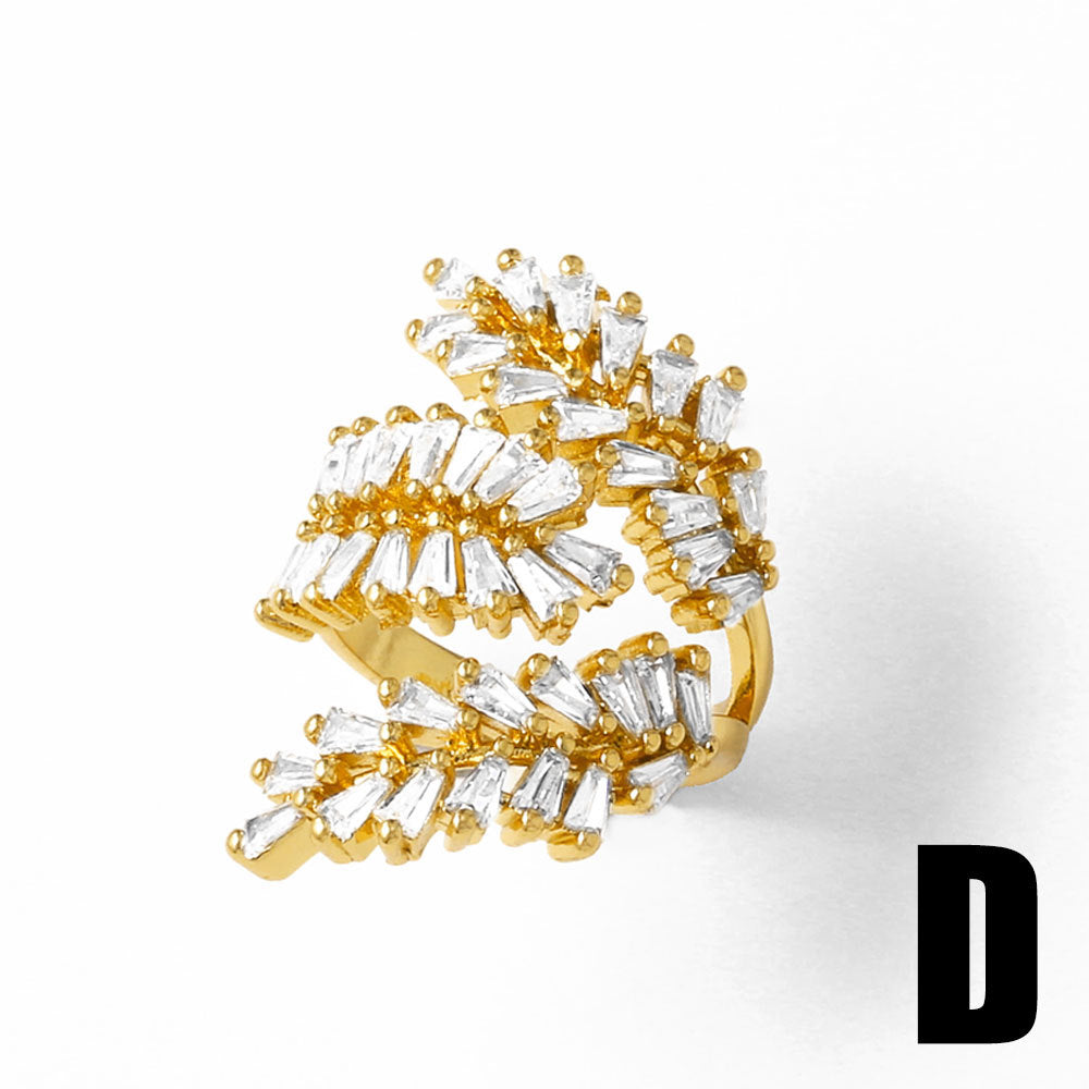 Copper Ring With Real Gold Plating And Zircon Accents For Women