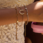 Stainless Steel Lucky Horseshoe Bracelet With White Accents