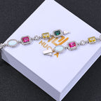 Hip-hop Colorful Gemstone Necklace With Zircon Accents