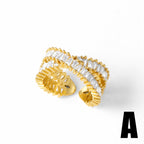 Copper Ring With Real Gold Plating And Zircon Accents For Women