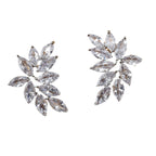 Diamond-shaped Leaf Earrings With Zircon Accents