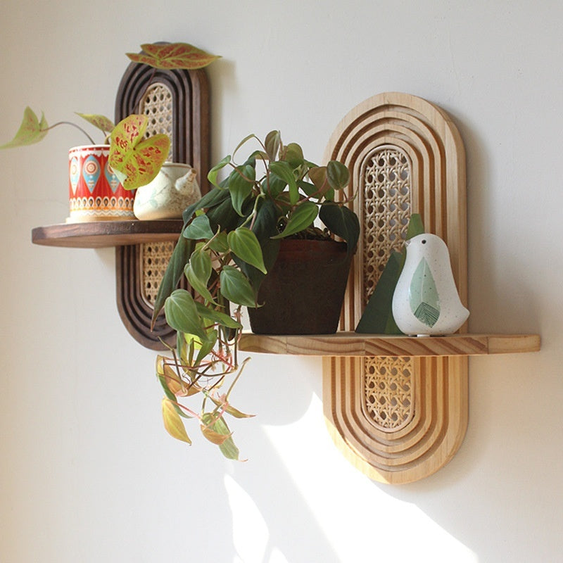 Rattan Wall Shelf In A Vintage Style For Decorative Accents