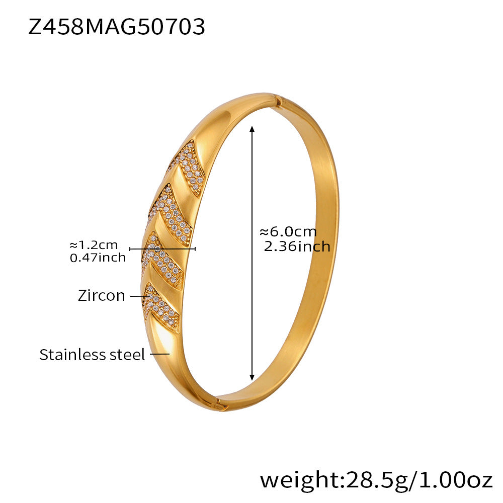 Oversized Bracelet With Irregular Geometric Diamond Accents