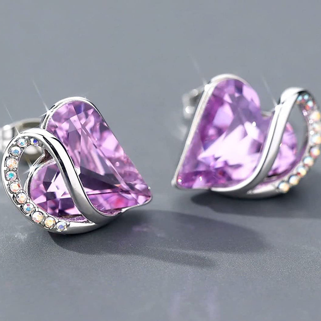 Ocean Heart Minimalist Earrings With Birthstone Accents