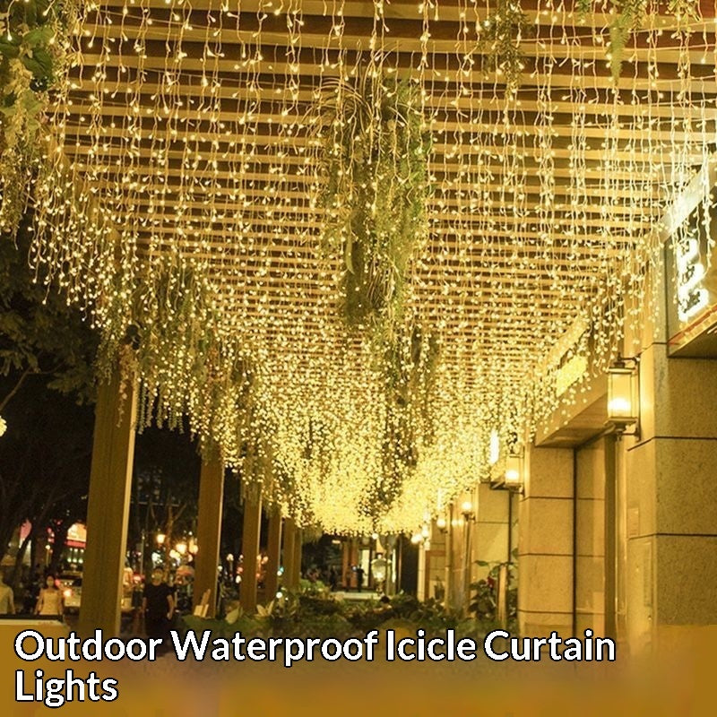 Waterproof Icicle Waterfall Lights With Starry Accents