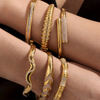 Oversized Bracelet With Irregular Geometric Diamond Accents