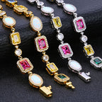 Hip-hop Colorful Gemstone Necklace With Zircon Accents
