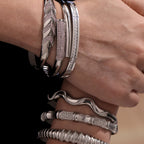 Oversized Bracelet With Irregular Geometric Diamond Accents