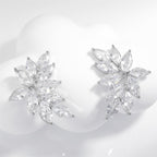 Diamond-shaped Leaf Earrings With Zircon Accents