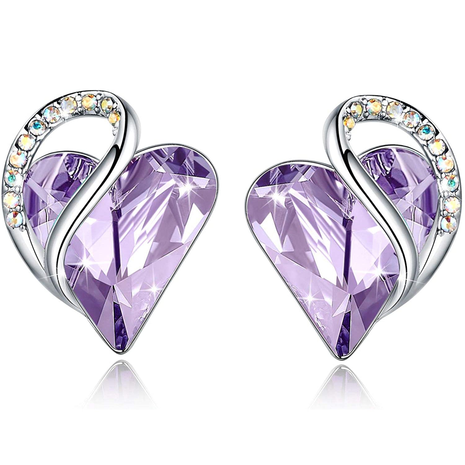 Ocean Heart Minimalist Earrings With Birthstone Accents