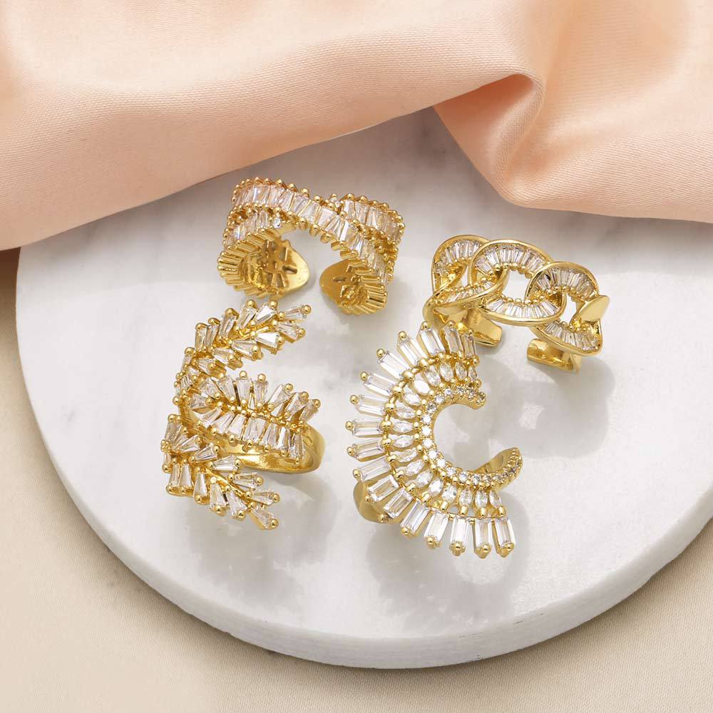 Copper Ring With Real Gold Plating And Zircon Accents For Women